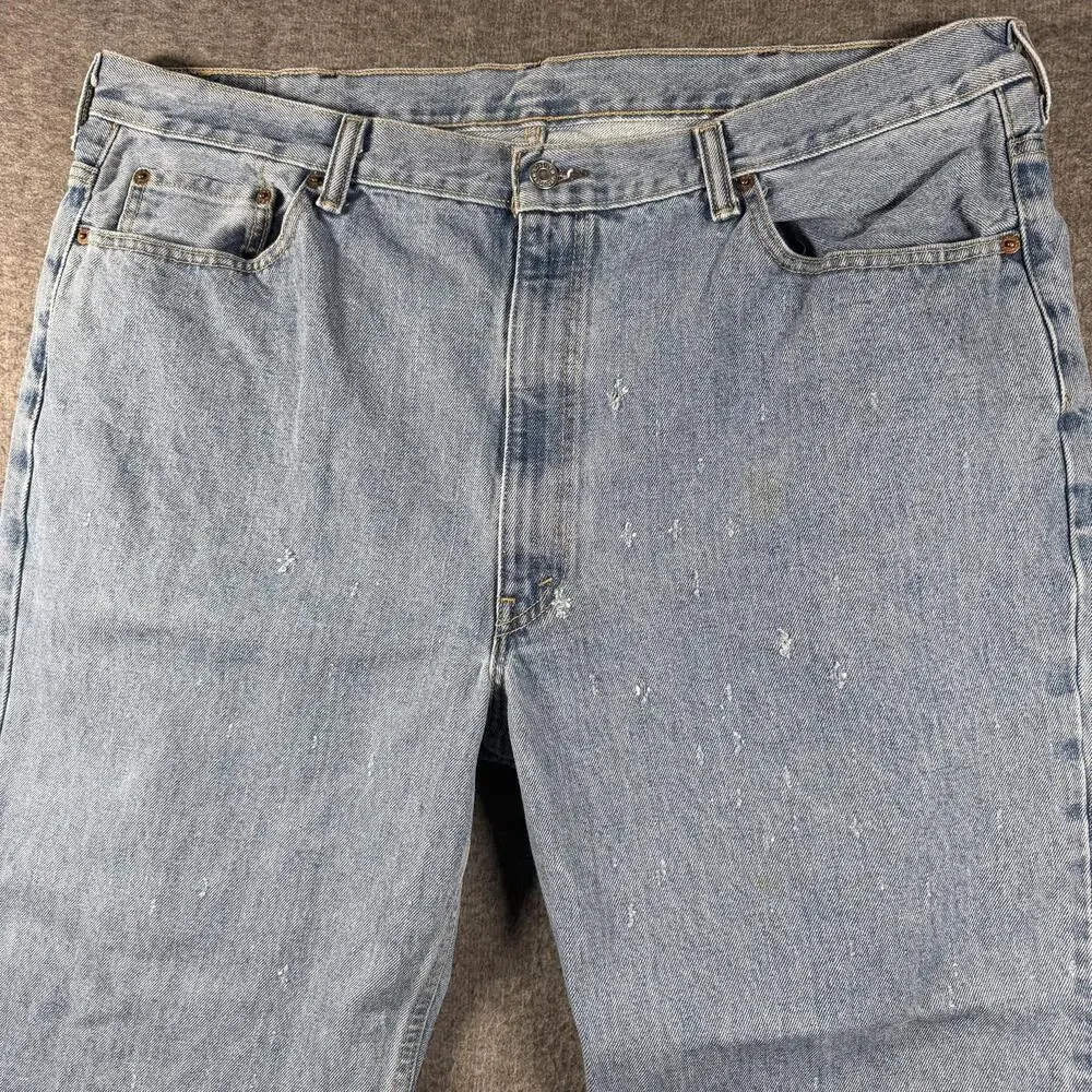 Levis 550 Jeans Mens 42x30 Light Wash Blue Relaxed Tapered Denim Distressed